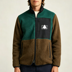 Chaqueta de Forro Polar Sherpa para Hombre, de Alta Calidad, con Bloques de Color, Cierre de Cremallera y Bolsillos, para Pedidos al por Mayor OEM - Product Image 3