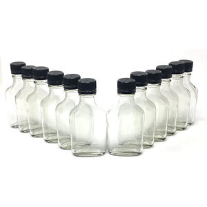 Bottiglia in Vetro per Liquori da 100 ml (3,3 Oz) con Tappi Neri, Fiaschetta Piatta in Vetro con Tappo a Vite in Alluminio - Product Image 2