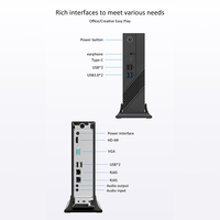 Boîtier de mini PC personnalisé de 2,5 pouces, ordinateur de jeu barebone, ordinateur de bureau, hôte, boîtier d'ordinateur de petite taille de 2 L avec base de bureau standard