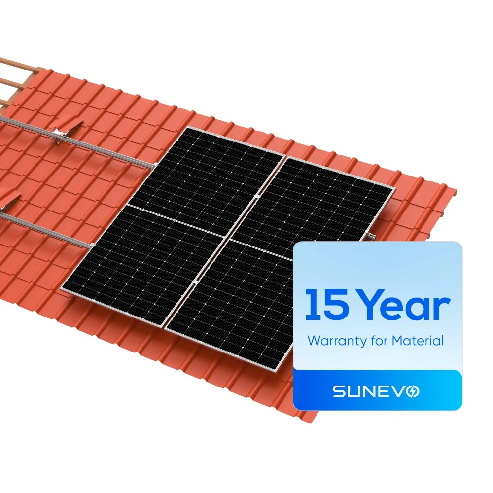 SunEvo Suporte solar de alumínio de melhor qualidade para telhados de telha de aço com poste ajustável