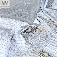 Nanyee Textile Brillant Miroir Argent Crocodile Motif 45% PU + 55% Polyester Sythesis Cuir PU Tissu