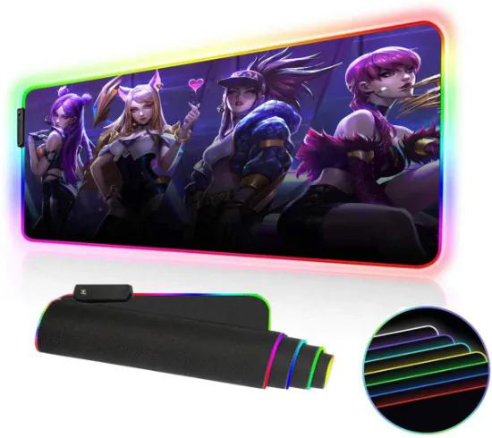 Large New Style Gaming Mauspad Sexy Carton Girl Anime Desk Mat Wireless Charger Light Mouse Pad