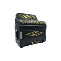 SEASOUND OEM Instrument d'accordéon diatonique 34 boutons 12 basses 5 registres noir mat avec boutons dorés et grille modèle JB3412D