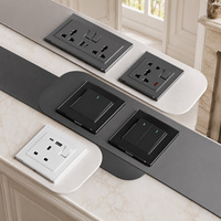 Prise murale universelle noire USB Type-C 18W à charge rapide, prise UK 16A, interrupteur à bouton en verre trempé 4 touches, double prise industrielle 3 broches