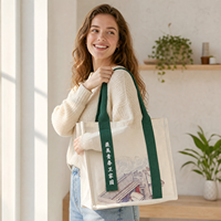 Sac fourre-tout en toile structuré à 3 couches avec logo personnalisé, sac de courses renforcé, sac de voyage multi-poches