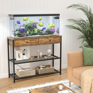 Table <span class=keywords><strong>console</strong></span> industrielle avec tiroirs, étagères de rangement, construction en MDF, surface en <span class=keywords><strong>bois</strong></span>, design gain de place, réglable, appartement, villa - Product Image 4
