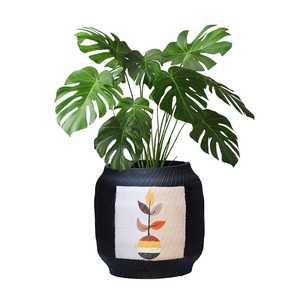 Pot de fleurs élégant noir pour salon, support de plantes vertes décoratif d'intérieur, pot de bureau, décoration de bureau, décoration intérieure - Product Image 1