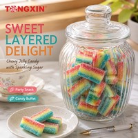 TONGXIN Vente en gros Bonbons gélifiés arc-en-ciel multicouches, friandise moelleuse enrobée de sucre, dessert de fête, buffet, cadeau, en vrac, OEM, pack de snacks halal