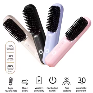 Pettine per capelli senza fili per lisciare il calore elettrico Cordless da viaggio a pettine portatile 160 °/180 °/200 ° Mini piastra per capelli pettine - Product Image 5