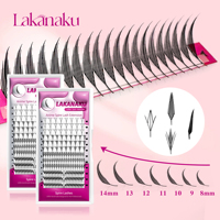 Abonnie Handmade Korea Pbt Fiber New Premade Fans Pointy Base Spire Eyelash Extensions 0.07 Feathered Easy Lash Fans