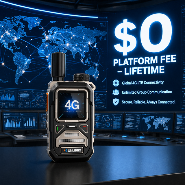 XUNLIBAO Manufacturer OEM ODM LOGO No Platform Fee Lifetime Sim Card 4G LTE Two Way PoC Radio Long Range Global Walkie Talkie