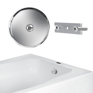 Source Factory Chrome 1 Plaque à un trou Débordement de <span class=keywords><strong>baignoire</strong></span> Un anneau annulaire Façade Kit de bouchon de vidange avec passoire à cheveux - Product Image 3