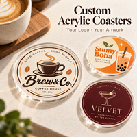 Sous-verres personnalisés en acrylique transparent CNAWO, ronds, 100 mm, 3 mm, impression UV inversée du logo pour les cafés, les bars et les marques de boissons