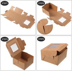 Scatole di imballaggio regalo marrone con vetrina per pasticcini, biscotti, piccole torte, torta, Cupcakes e altro ancora (4x4x2.5 pollici) - Product Image 3