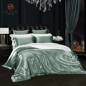 Großhandel bett seidenbetttücher-Großhandel Luxus Royal 100% Seide Bettwäsche-Set Vierteilige Kissen bezüge, Bett bezug, Bettlaken