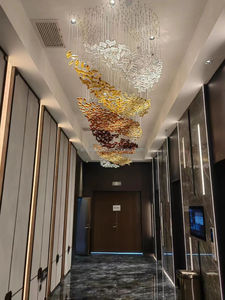 Özel büyük LED cam avize otel lobisinde Salon tavan işık Modern Murano cam kolye için kare Oval uzun