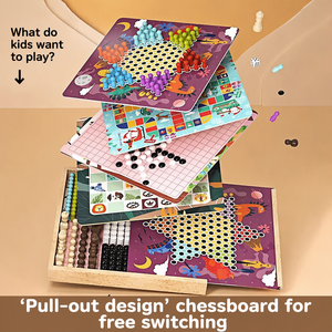 Gomoku Ludo Dama: Set da Gioco Interattivo Genitore-Figlio Multifunzione in Legno, Educativo Tutto-in-Uno, con Scatola Regalo - Product Image 4