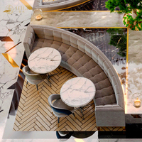 Ensemble de restaurant personnalisé en gros, tables et chaises de restaurant commerciales, table basse ronde en cuir, adaptée aux hôtels, cafés, stands