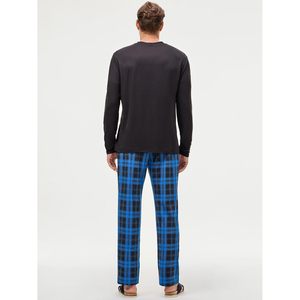 <b>Men's</b> <b>Pajamas</b> <b>Set</b> 2 Piece Long Sleeve T-Shirt Plaid Pants With Pocket Soft Flannel Sleepwear - Product Image 2
