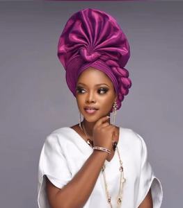 HZM-60945 Pañuelo Nigeriano para la Cabeza, Turbante Africano ASO Oke Gele, Preconfeccionado, Hecho a Mano, Gorro Turbante Africano para Fiesta - Product Image 6