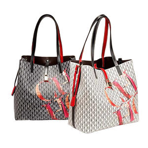 Bolso de Hombro Tipo Tote <span class=keywords><strong>CHHC</strong></span> para Mujer con Elegante Estampado de Letras, de Gran Capacidad y Cierre Abierto, Forro de Poliéster, Estilo Clásico de Moda - Product Image 2