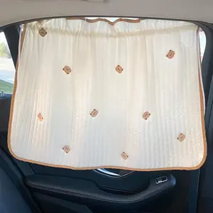 Universal Foldable Sliding Embroidery Sunshade Car Side Window Curtain For Girl With Suction Cup