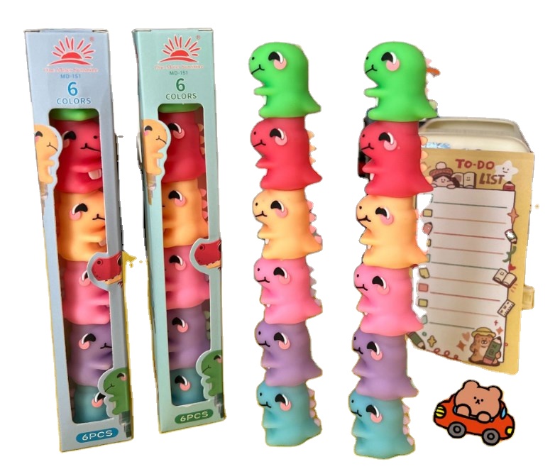 Kawaii мультфильм Мини динозавр штабелирование Пастель маркер ручка