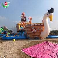 Tobogán Acuático Inflable Pirata Ladrón Volador, Castillo Pirata con Piscina de Chapoteo, PVC Resistente para Niños, Alquiler para Fiestas de Carnaval