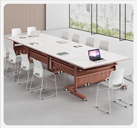 Petite table pliante en bois pour espace de bureau, minimaliste et mobile, idéale pour les salles de réunion