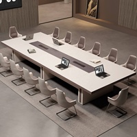 Table de Conférence de Salle de Réunion en Gros avec Zone d'Équipement Centrale, Style Minimaliste et Personnalisation sur Mesure