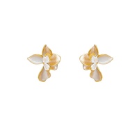 Anting Tusuk Bunga Berlapis Emas Tebal dengan Jarum Tungsten Perak S925, Desain Unik Wanita, Mewah Namun Sederhana, Pernyataan Gaya Kelas Atas
