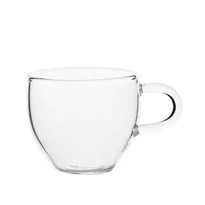 Borosilicate Glass Coffee Mug Clear Glass Teacup With Glass Saucer Heart Resistance