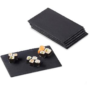 Assiettes rectangulaires en ardoise 20x30 cm avec revêtement imperméable et pieds antidérapants pour servir les plats - Product Image 6