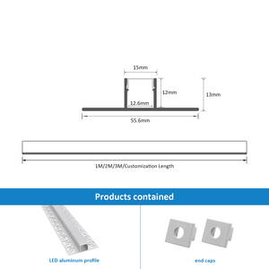 Profils en aluminium pour <span class=keywords><strong>bande</strong></span> LED 081, moulures linéaires LED pour <span class=keywords><strong>plafond</strong></span> en plaques de plâtre - Product Image 2