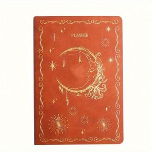 100gsm Leather Hardcover A5 <b>Notebook</b> Thermal Binding Self-Filled Date Weekly and Monthly Planner 60 Sheets for Adults - Product Image 1