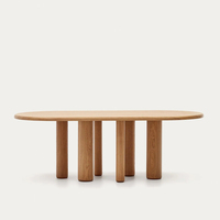 Table à manger ovale longue en chêne massif, table de salle à manger pour hôtel ou villa, design moderne minimaliste avec 6 chaises