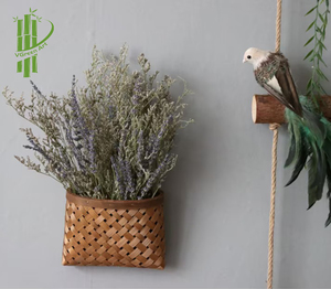 Panier suspendu en bambou tressé à la main, panier de rangement mural en osier avec poignée pour la maison, la cuisine, le pique-nique, l'organisation. - Product Image 3