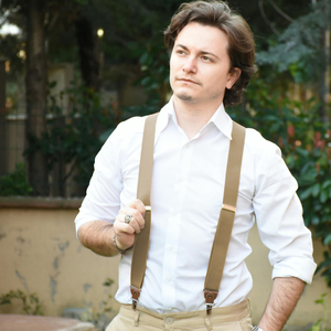 Bretelles réglables en cuir PU couleur kaki 3,5 cm x 120 cm avec 4 clips métalliques pour hommes – Grande vente - Product Image 2