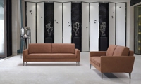 Hochwertiges Anpassbares Modernes L-förmiges Modulares Villa-Sofa-Set Tiefe Sitzfläche Warmes Karamell Echtleder Individuelle Farben ARREDAMENTI