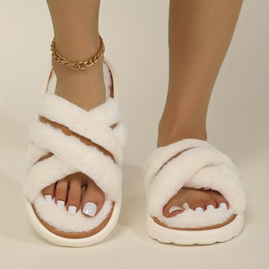 Ciabatte <span class=keywords><strong>da</strong></span> <span class=keywords><strong>casa</strong></span> <span class=keywords><strong>da</strong></span> <span class=keywords><strong>donna</strong></span> calde e comode con fasce incrociate, in pelliccia, a punta aperta, soffici e morbide, per interni - Product Image 3