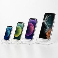 Support de téléphone moderne en acrylique transparent poli, design monobloc sans couture, accessoires de bureau