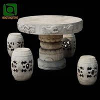 Table décorative en pierre et chaises évidées Sculpture Granit Garden Products