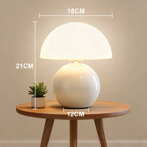 Mushroom Table <b>Lamp</b> White E27 LED <b>Touch</b> Control Eye Caring <b>Bedside</b> Night Light Decor For Bedroom - Product Image 2