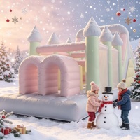 GOLDEN ART BC-403 OEM Oxford Macaron Princess Château Gonflable pour Enfants avec Toboggan, Château de Fée, pour Fêtes en Extérieur, 6 places