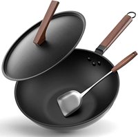 MOOSSE Premium Enameled Cast Iron Mini Wok Pan with Lid for Induction Cooktop, Stove, No Seasoning Required, 104A (26 cm)