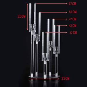 Candelabro Acrílico de 5 Brazos con Tubo de PC, Centros de Mesa Decorativos para Bodas - Product Image 1