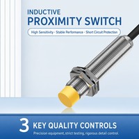 Capteur de proximité inductif étanche IP67 sans encastrage, distance de détection 4 mm, DC 12-24V NPN NO, détection de métaux cylindriques