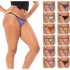 FOXA Paquete de 12 bragas de bikini de tiras para mujer, de talle bajo, ultra suaves, de algodón y elastano, sin costuras - Product Image 1