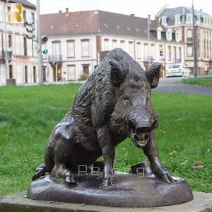 Décoration extérieure sculptée <span class=keywords><strong>à</strong></span> la main Sculpture animale en métal personnalisée Statue de <span class=keywords><strong>sanglier</strong></span> en bronze - Product Image 4