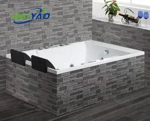 Baiyao moderno Spa acrílico construido en Yacuzzi Jet masaje 2 personas bañera de hidromasaje con baño de burbujas y Panel de Control Baño